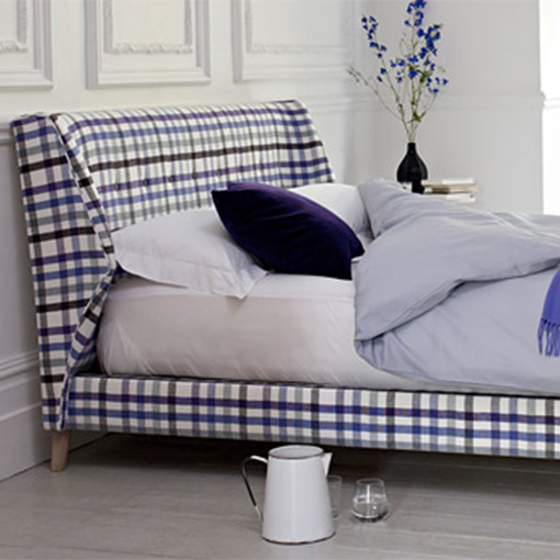 Domino King Bed in Cotton Blue Check